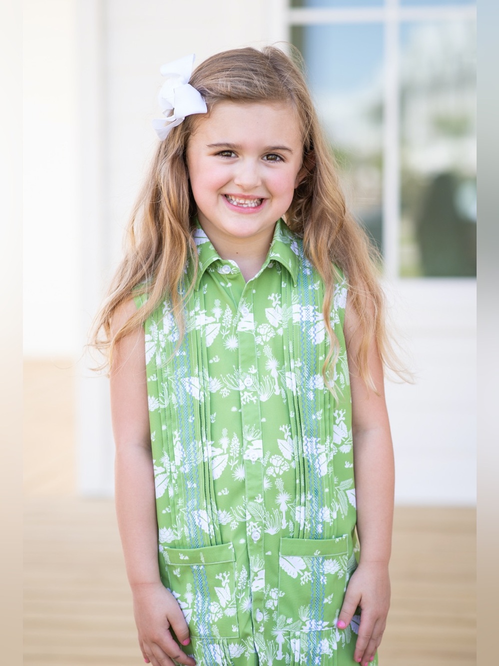Blue Quail‎ Sleeveless Fishing Shirt Guayabera Dress 10 Green Tropical